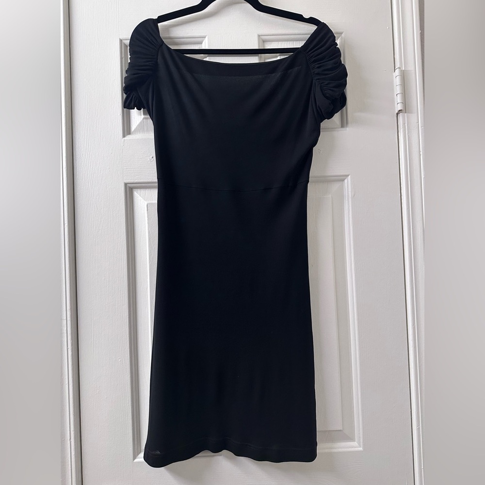 Balenciaga LBD Vintage Draped Ruched Dress | Black Mini | Size 40 - Picture 8 of 14